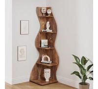 Tribesigns Étagère d'angle Moderne à 5 Niveaux, Petite Bibliothèque d'angle élégante, Support de Plante unité d'organisation avec Forme Unique pour la Maison, Bureau, Salon, Chambre à Coucher Panneau 