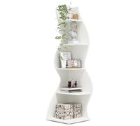 Tribesigns Étagère d'angle Moderne à 5 Niveaux, Petite Bibliothèque d'angle élégante, Support de Plante unité d'organisation avec Forme Unique pour la Maison, Bureau, Salon, Chambre à Coucher, Blanc