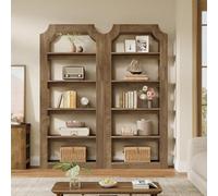 Tribesigns Lot de 2 bibliothèques - 178 cm - 5 niveaux - Style maison de campagne - Largeur : 80 cm - Aspect bois vintage - Pour salon, bureau et chambre à coucher - Montage sans outils