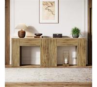 Tribesigns Lot de 2 Table d'appoint Industrielle Bout Rectangulaire avec Pieds Robustes Table de Chevet pour Salon ou Chambre Brun Brun G
