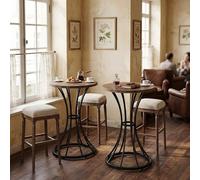 Tribesigns Lot de 2 tables de bar rondes de 95 cm de haut - Table bistrot en bois - Table à manger pour 2 personnes avec socle en métal - Plateau de table de 60 x 60 cm - Pour bar, café, cocktail