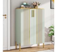 Tribesigns Meuble à Chaussures avec 2 Portes, 70 x 35 x 100 cm, à 6 Niveaux avec étagères réglables, pour 22 Paires de Chaussures, pour Hall d'entrée, Couloir, Armoire, Salon, Vert Clair.