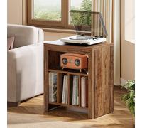 Tribesigns Support pour Tourne-Disque, 60 x 40 x 70 cm, Table d'appoint, Support de Rangement en Vinyle Mid-Century avec Pieds en Bois, Marron Rustique