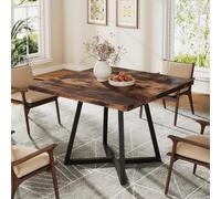 Tribesigns Table à Mange - Petite Table pour Cuisine et Salle à Manger, 80 x 80 cm, 4 Places, Pieds en métal Style Industriel, Coloris Brun Rustique et Noir