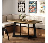 Tribesigns Table à Manger,120×80×75 cm,Petite table de Cuisine avec Pied Central Robuste Pour 2 à 4 Personnes,Marron Rustique