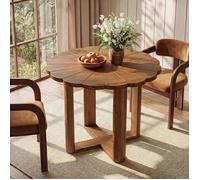 Tribesigns Table à Manger Ronde,80×80×75 cm,Table de Cuisine avec Motif de Pétales Sculptés Pour 2 à 4 Personnes,Marron Rustique