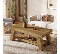 Tribesigns Table Basse,120×60×45 cm,Table Rectangulaire avec Pieds en Bois Pour Salon,Maison,Chambre,Style Champêtre,Marron Rustique