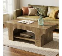 Tribesigns Table Basse 120 cm, Table Rectangulaire 2 Niveaux avec Rangement, Table de Salon Style Rustique en Bois, Table Cocktail Basse Simple pour Salon, Chambre et Bureau Domicile, Marron