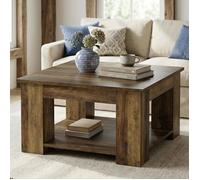 Tribesigns Table Basse,80×80×45 cm,Table de Salon Carrée avec Rangement 2 Niveaux Pour Salon,Bureau,Style Fermière,Marron Rustique