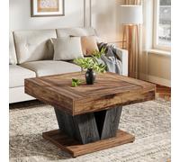 TRIBESIGNS Table basse carrée en bois pour salon - 80cm