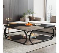 Tribesigns Table Basse Carrée pour Salon, 100 x 100 x 50 cm, Table Basse en Bois, Industriel Table Basse pour Salon, Gris