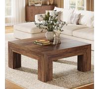 Tribesigns Table Basse Carrée pour Salon, 100 x 100 x 50 cm, Table de Salon Bois, Table d'appoint Farmhouse en MDF avec Pieds en Bois Robustes, Marron Foncé