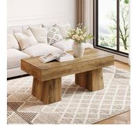 Tribesigns Table Basse Rectangulaire - 120 x 60 x 50 cm - Bois - Tables d'appoint Centrales avec Base épaisse - Marron