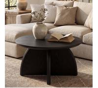 Tribesigns Table Basse Ronde,80×80×45 cm,Table Centrale Moderne avec Pied en Bois Pour Salon,Bureau,Domicile,Noir