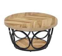 TRIBESIGNS Table basse ronde avec 2 étages de rangement - 80 cm