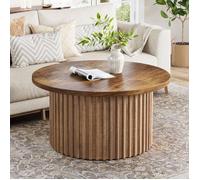 Tribesigns Table Basse Ronde de 80 cm avec Base en Métal,Table d'appoint Moderne en Bois,table d'appoint de canapé pour