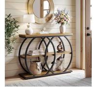 Tribesigns Table Console,105×30×80 cm,Table d'Entrée étroite avec 3 étagères,Style Industriel,Pour Couloir,Salon,Entrée,Marron
