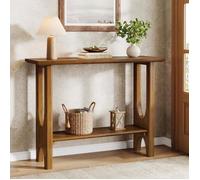 Tribesigns Table Console,105×35×80 cm,Console Moderne à 2 étages avec Pieds en Bois Massif Pour Salon,Couloir,Entrée,Noyer Clair