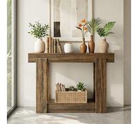 Tribesigns Table Console 105cm de Rangement, Table d'entrée étroite de Canapé Style Fermier, 2 Niveaux, pour Entrée, Chambre, Salon, Couloir, Marron Rustique