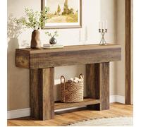 Tribesigns Table Console,140×29.5×85 cm,Table d'Entrée avec Rangement à 2 Niveaux Pour Salon,Entrée,Marron Rustique
