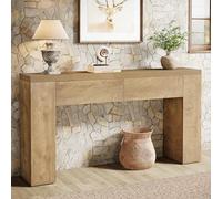 Tribesigns Table Console 160 cm avec 2 tiroirs, étroite avec Espace de Rangement, Table Basse Moderne en Bois derrière Le canapé, Style Maison de Campagne, pour Couloir, Salon, Couloir, Marron