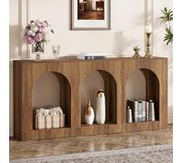Tribesigns Table Console 160 cm, Table d'Entrée en Bois avec 3 étagères arquées, Tables d'Entrée avec Rangement pour Hall, Couloir, Salon, derrière Le canapé, étroite et Longue, Marron