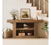 Tribesigns Table console de 160 cm - Table d'entrée avec rangement - Table basse étroite avec 3 étages en bois derrière le canapé - Pour entrée, couloir, salon - Marron