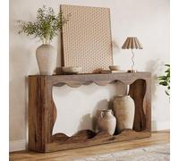 Tribesigns Table console de ferme de 160 cm avec rangement, table de canapé derrière le canapé, longue table d'entrée, table console étroite, table de couloir pour entrée, salon, marron