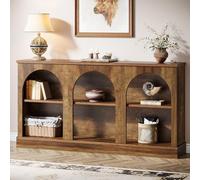 Tribesigns Table console de ferme de 160 cm de long avec 3 étagères, en bois, rectangulaire, pour entrée, couloir, salon, marron