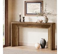 Tribesigns Table console de ferme en bois de 140 cm avec rangement pour entrée, foyer, couloir, salon, montage facile, marron rustique