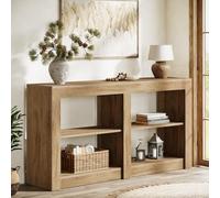 Tribesigns Table console de style rustique de 140 cm, table de canapé à 3 niveaux de rangement derrière le canapé, table d'entrée en bois avec 4 cubes de rangement pour couloir, hall d'entrée, salon