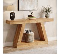 Tribesigns Table Console d'entrée, 140 x 30 x 80 cm, Table d'appoint en Bois de Ferme avec Rangement pour Entrée, Chambre, Salon, Couloir, Marron