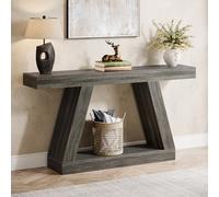 Tribesigns Table Console d'Entrée, 140 x 30 x 80 cm, Table d'Appoint pour Couloir et Salon avec Espace de Rangement, Gris