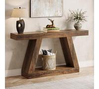 Tribesigns Table Console d'Entrée, 140 x 30 x 80 cm, Table d'Appoint pour Couloir et Salon avec Espace de Rangement, Marron Rustique
