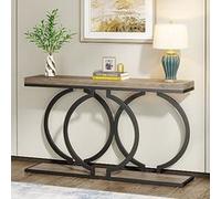 Tribesigns Table Console dorée de 140 cm, Table d'entrée Moderne avec Pieds en métal doré en Forme de O, Table d'entrée pour Salon, entrée, Couloir, 140 x 30x 80 cm, Gris Gris G