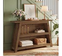 Tribesigns Table Console en Bois,120×30×85 cm,Table Basse à 3 étages avec Rangement,Pour Couloir,Salon,Entrée,Marron Rustique