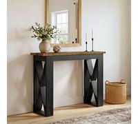 Tribesigns Table Console étroite Industrielle, 105 cm Console d'entrée pour Canapé avec Pieds métalliques pour Le Salon, l'entrée, Cuisine, Chambre, Brun Rustique and Noir
