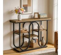 Tribesigns Table console industrielle à 4 niveaux avec étagères ouvertes et cadre en métal, table d'entrée rustique pour petits espaces, couloir, salon, entrée