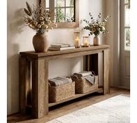 Tribesigns Table console longue et étroite - 160 cm - Style maison de campagne - Convient derrière le canapé, dans le couloir, l'entrée, le couloir ou le salon - Marron vintage
