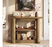Tribesigns Table console style maison de campagne - 105 cm - Étagère de couloir étroite avec 3 niveaux - Marron vintage - Table d'appoint industrielle pour entrée et salon