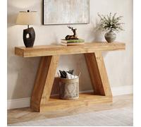 Tribesigns Table Console - Table d'entrée - 140 x 30 x 80 cm - Table d'appoint avec Stockage - Design Industriel - Bois Naturel