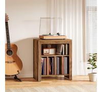 Tribesigns Table d'appoint 3 étages pour tourne-disques, table d'appoint, pour disques vinyles, industriel, marron rustique