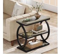 Tribesigns Table d'appoint,60×30×60 cm,Petite Table de Chevet à 3 Niveaux avec Structure en Métal,Style Industriel,Gris Rustique