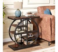 Tribesigns Table d'appoint à 5 niveaux en bois étroit, 60 x 30 cm, table basse avec cadre en métal, table d'appoint industrielle pour salon, table de chevet haute étroite pour chambre à coucher
