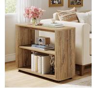 Tribesigns Table d'Appoint étroite,80×30×60 cm,Petite Table de Chevet à 3 Niveaux Pour Salon,Chambre,Canapé,Bois Naturel