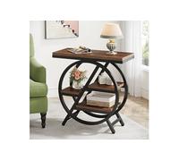 Tribesigns Table d'appoint étroite à 3 niveaux avec cadre géométrique en métalt pour salon, chambre à coucher Marron