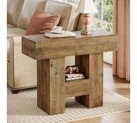Tribesigns Table d'appoint étroite, Bout de Canapé Salon avec 2 étagères de Rangement, Table de Chevet de Style Farmhouse et Base renforcée, Petite Table pour Salon, Chambre