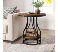 Tribesigns Table d'Appoint Moderne,Petite Table de Chevet avec 2 Niveaux et Cadre en Métal Pour Salon,Chambre,Marron