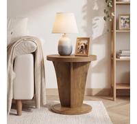 Tribesigns Table d'Appoint Ronde de 50 cm, Bout de canapé Style Rustique avec Pied Central, Table de Chevet en MDF Aspect Bois, Petite pour Salon, Chambre, entrée et Petits espaces