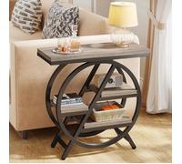 Tribesigns Table d'Appoint,Table de Chevet étroite avec 4 Niveaux de Rangement Spacieux Pour Salon,Bureau,Chambre,Gris Rustique